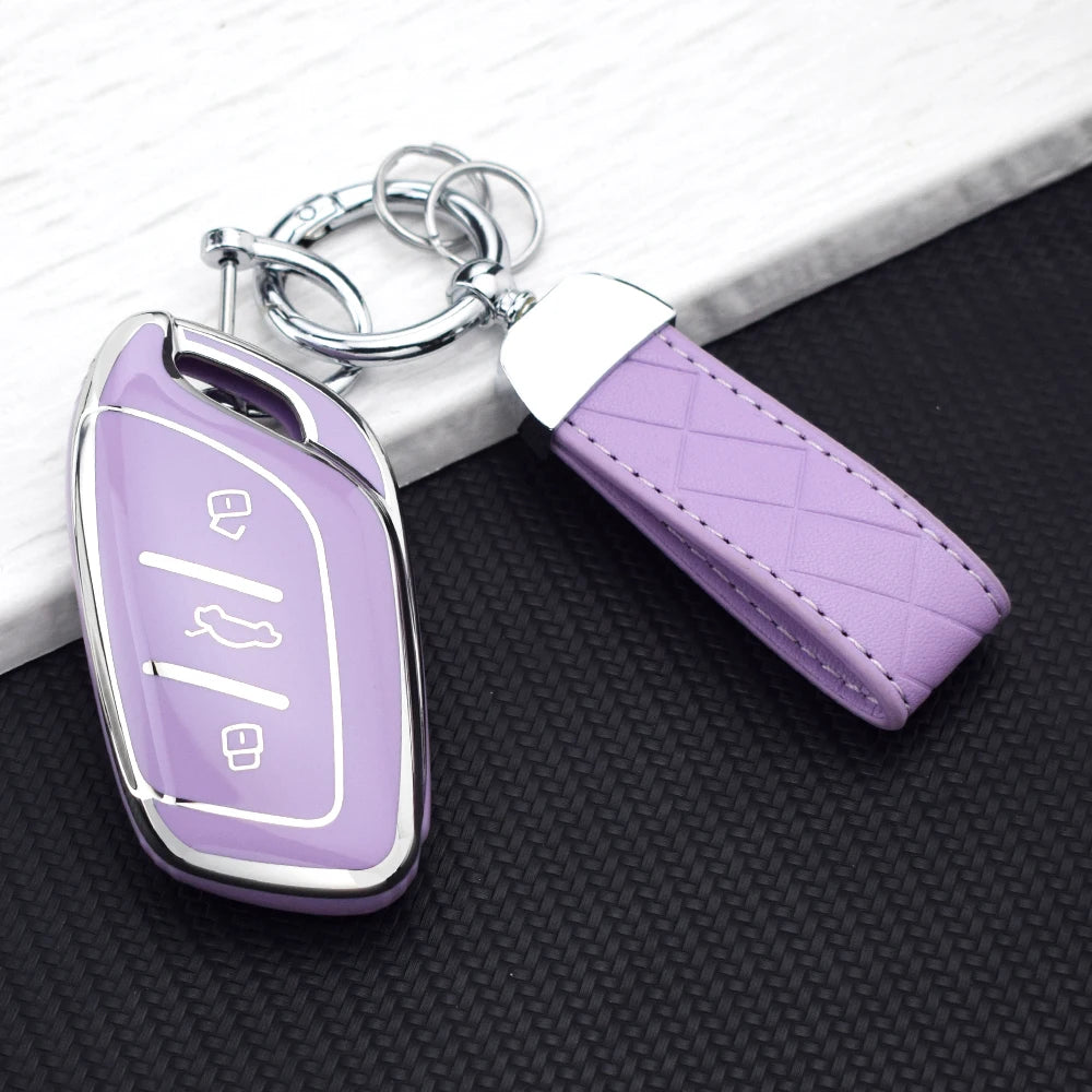 Soft TPU Car Key Case Cover Fob For MG ZS EV MG4 HS EHS MG5 MG6 MG3 MG7 GT ZX For Roew close-up view