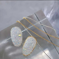 Micro Bead Chain Nail Art Decoration, Silver Gold 50cm Ball Chain for Stylish Manicur alternate view
