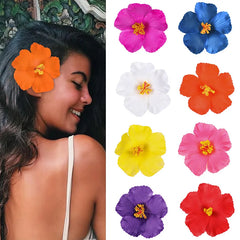 Hawaiian Flower Hair Clips for Summer | 2 or 5 Pack Tropical Hair Accessories