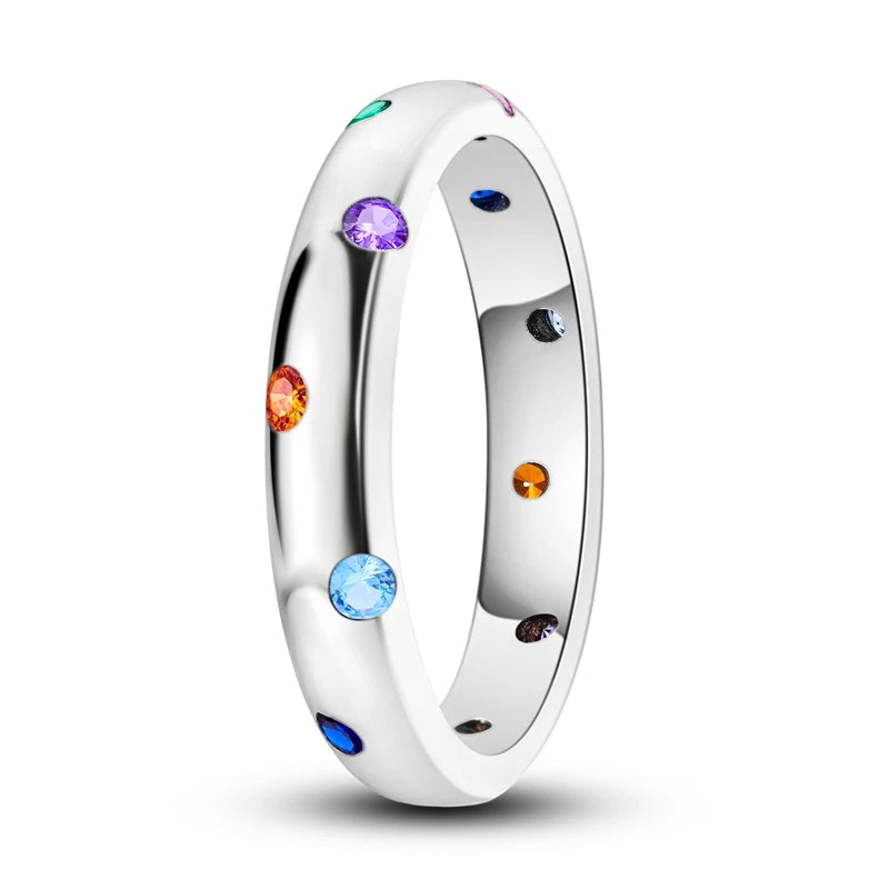 LAZA 925 Sterling Silver Colorful Rings Sparking Zirconium Bowknot Moon Sun Original lifestyle view