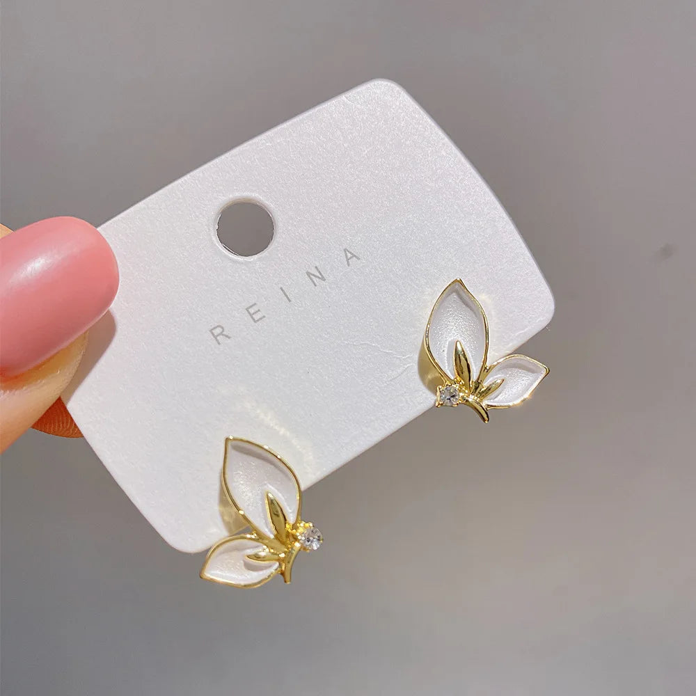 Butterfly Crystal Stud Earrings for Women close-up view