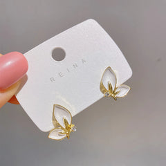 Butterfly Crystal Stud Earrings for Women close-up view
