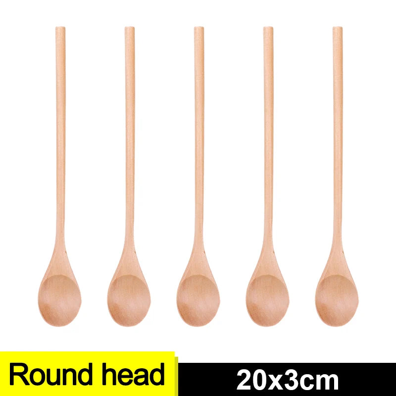 Long Handle Wooden Spoon Set | Natural Wood Soup Scoop for Cooking and Stirring alternate view