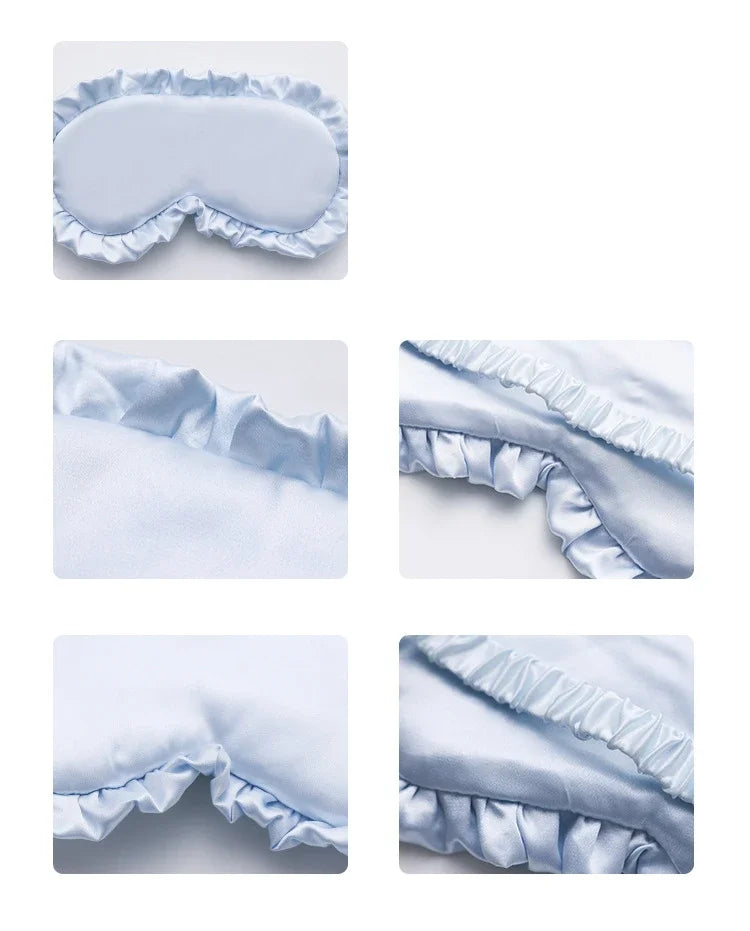 Silk Ruffle Sleep Eye Mask | Soft Blackout Eye Covers for Better Sleep close-up view
