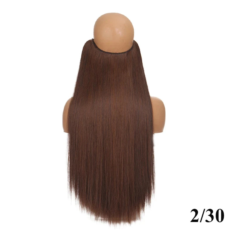 Fish line hair extension piece | 40cm 50cm 60cm straight and curly daily wear for w additional angle