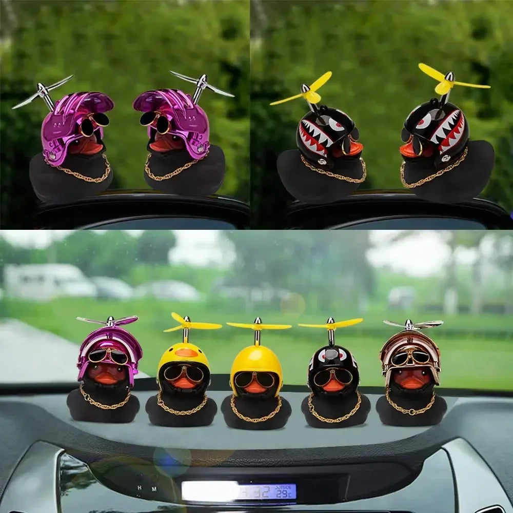 Rubber Duck With Helmet Pendant Black/Yellow additional angle