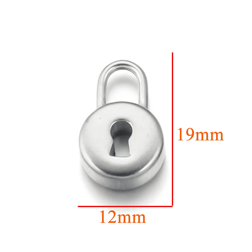 5pcs Stainless Steel Heart Lock Key Gold Plated Love Pendant Punk Hip Hop for DIY Neck close-up view