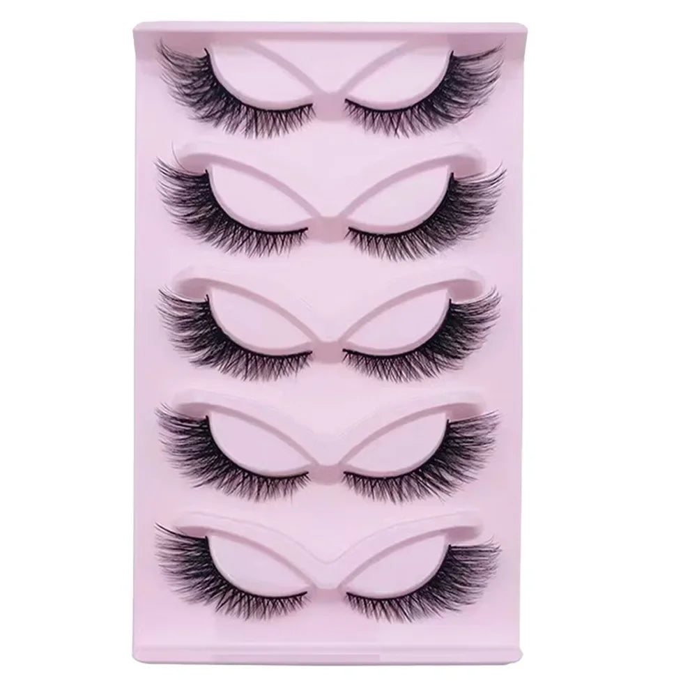 5 Pairs Cat Eye Lashes Wispy Fake Lashes | Fluffy Winged Strip Lashes additional angle