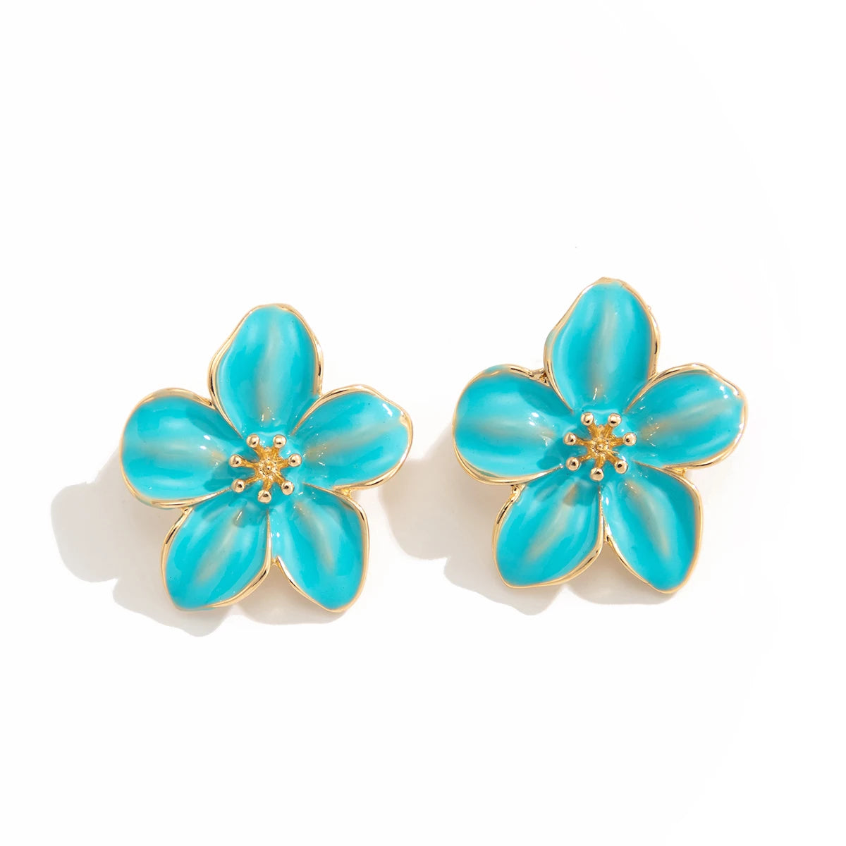 Drip Oil Flower Stud Earrings Women Vintage Colorful