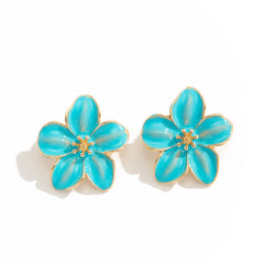 Drip Oil Flower Stud Earrings Women Vintage Colorful