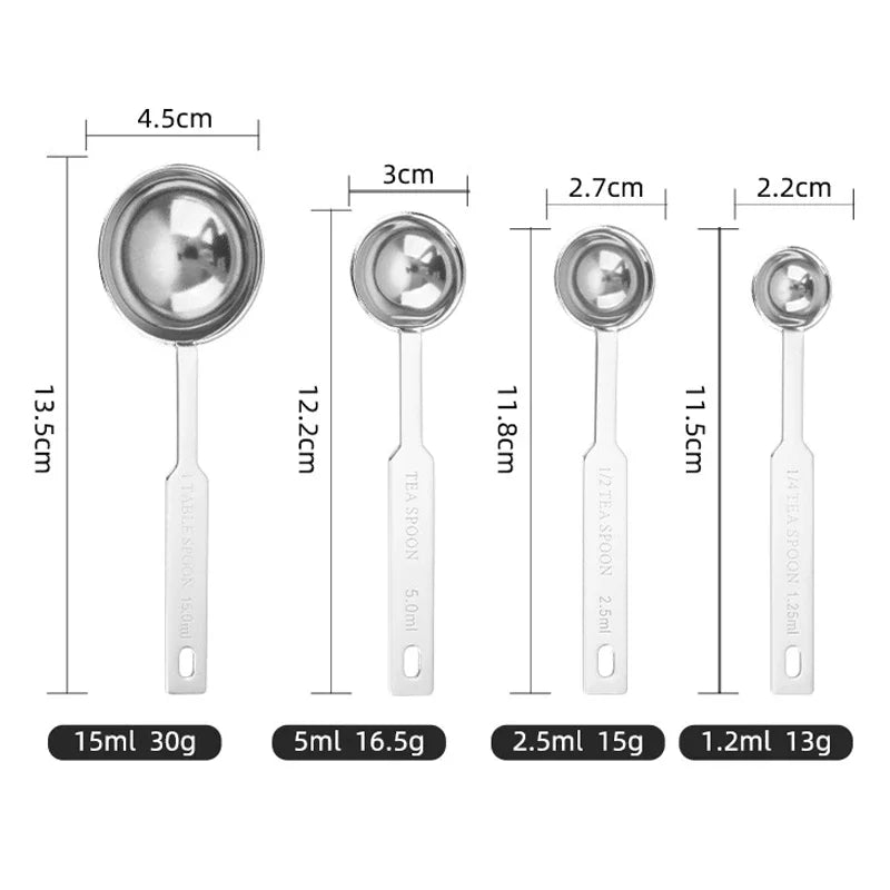 Stainless Steel Measuring Spoon Set 4-Piece | Stackable Kitchen Scoops additional angle