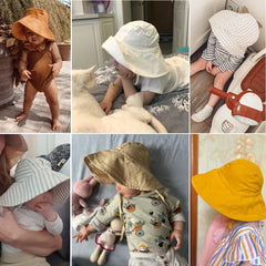 Big Brim Baby Sun Hat | Cotton Linen Kids Bucket Hat for Girls Boys detail view