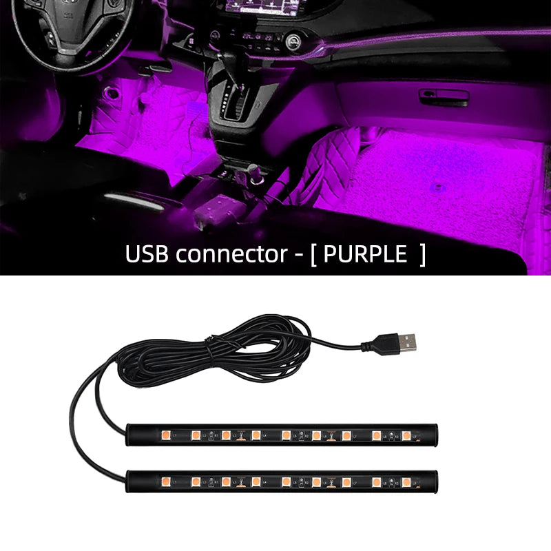Neon 18 LED Car Interior Ambient Foot Light | USB Auto Atmosphere Decorative Lamp additional angle