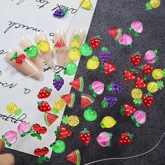 50Pcs 3D Summer Fruits Nail Charms Strawberry,Watermelo,Cherry,Peach,Lemon Flatback Nail detail view