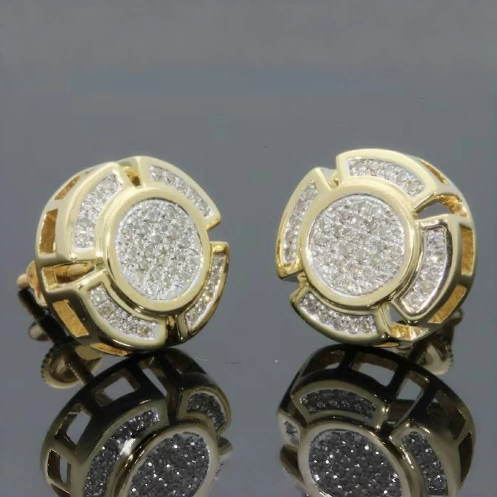 Square Cubic Zirconia Stud Earrings | Vintage Style for Women and Men detail view