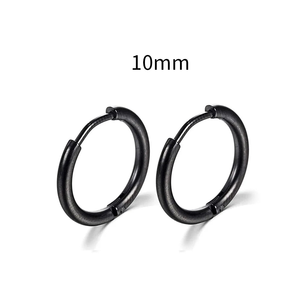 2022 New Simple Stainless Steel Small Hoop Earrings for Women Men Cartilage Ear Pierci close-up view