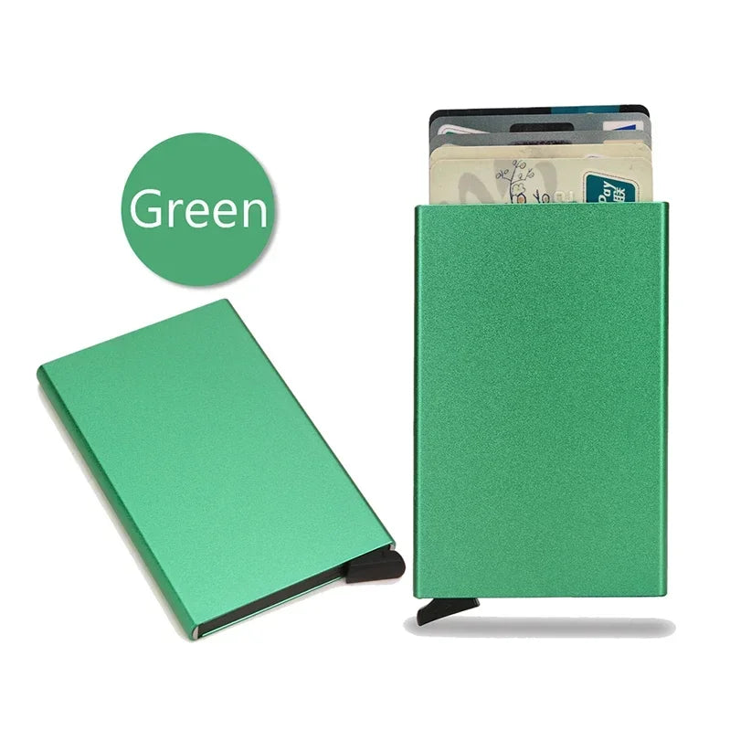 RFID Blocking Metal Wallet | Slim Pop Up Card Holder for Men and Women close-up view
