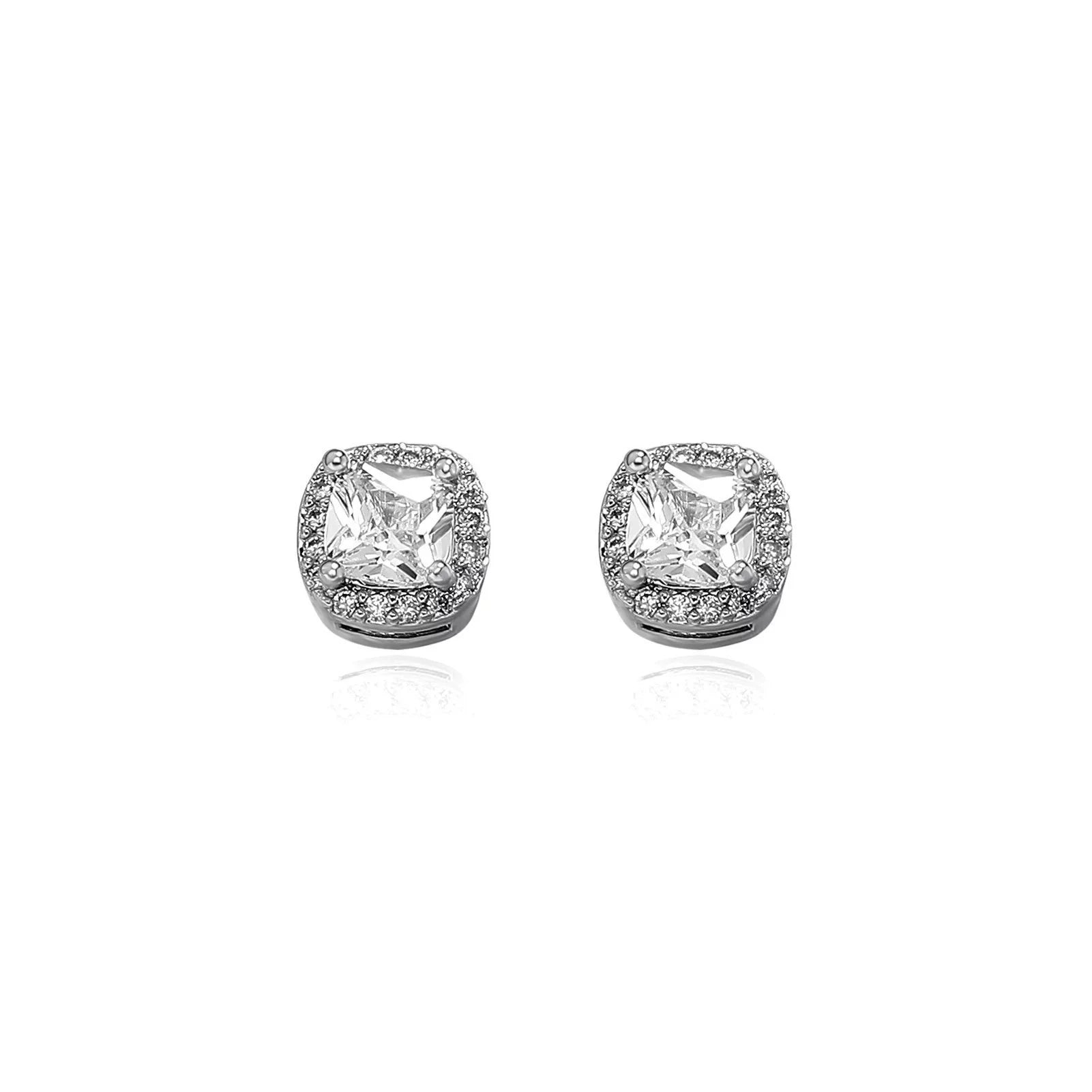 TOPGRILLZ 1 Pair Square Iced Out Cubic Zirconia Brass Magnetic Ear Clip Simple Fashion close-up view