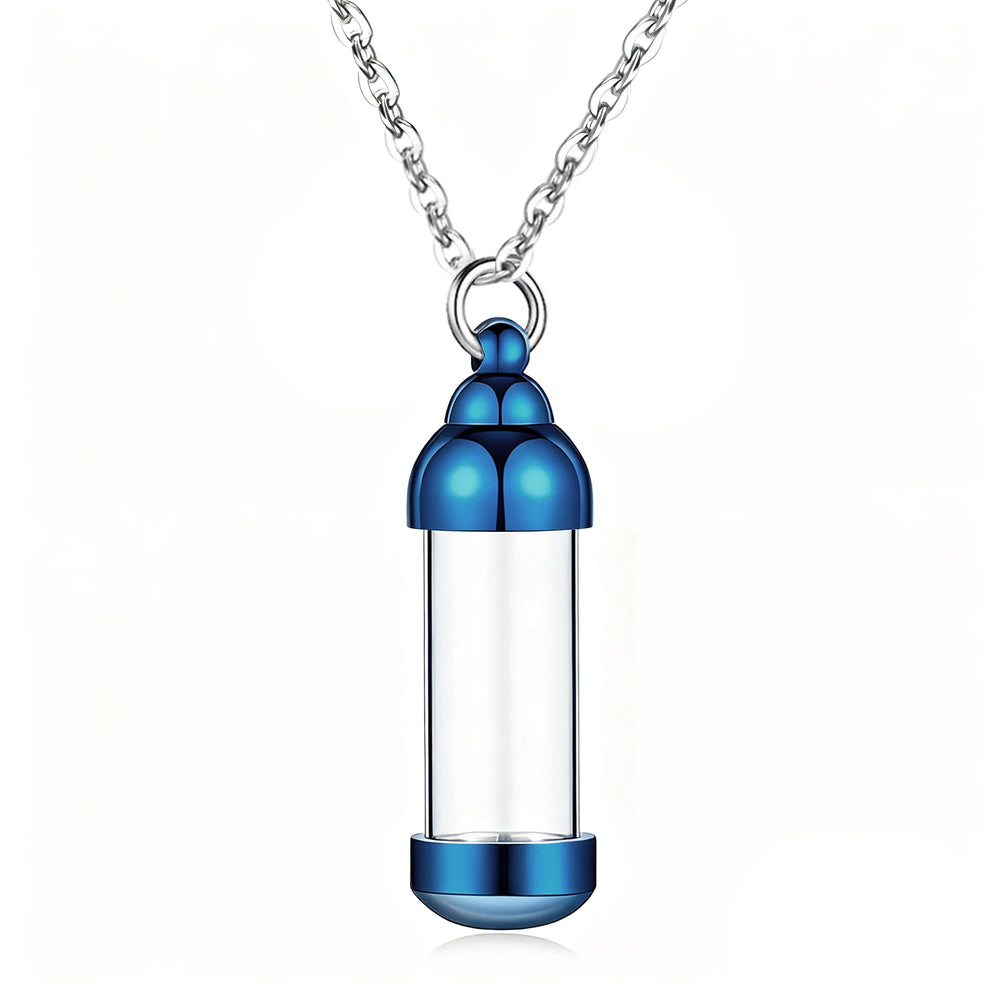 Vial Necklace for Ashes Small Glass Cremation Urn Container That Holds Fur Hair Pet A alternate view