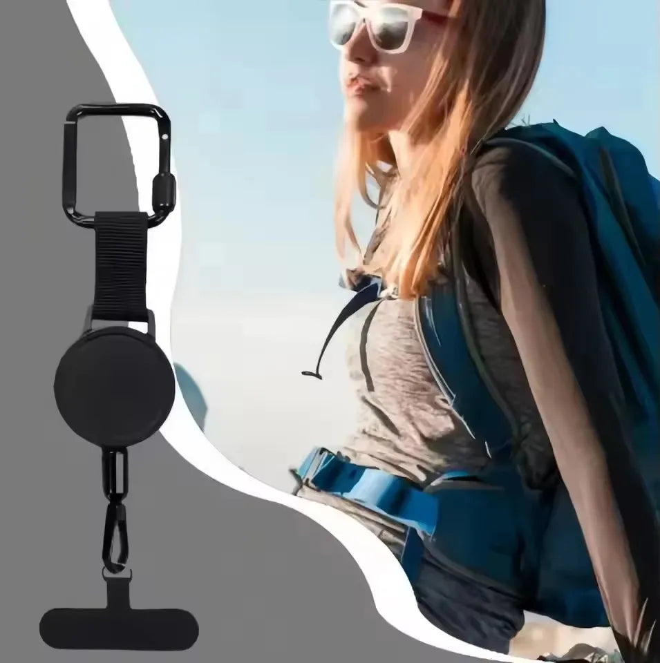 Retractable Anti-Theft Phone Holder Smartphone Safety Lanyard Stra with Carabiner Anti close-up view