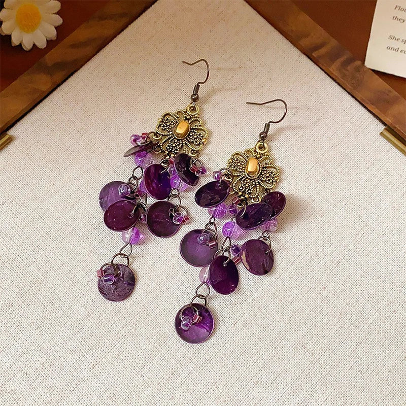 Cute Summer Flower Earrings Handmade Vacation Bohemian Earrings Exaggerated Beach Women detail view