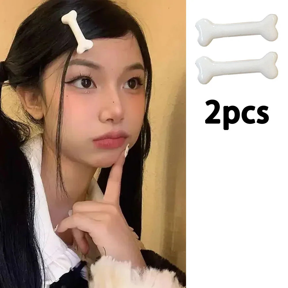 White Bone Hair Clip Cute Cartoon Bobby Pin Y2k Fashion Hair Volume Clip Small Hairpins detail view