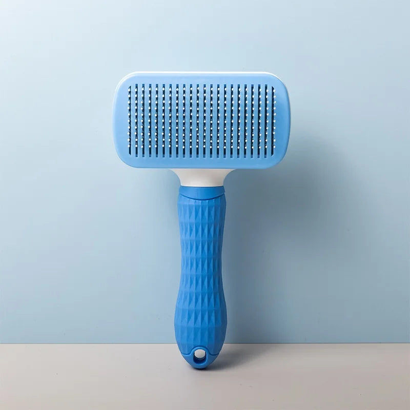 Pet Deshedding Comb | Self Cleaning Needle Brush for Dogs and Cats lifestyle view