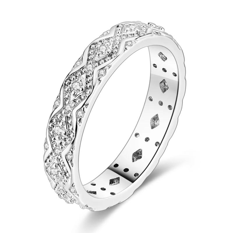 Daisy 925 Sterling Silver Wedding Ring | Sparkling Zircon Engagement Jewelry additional angle