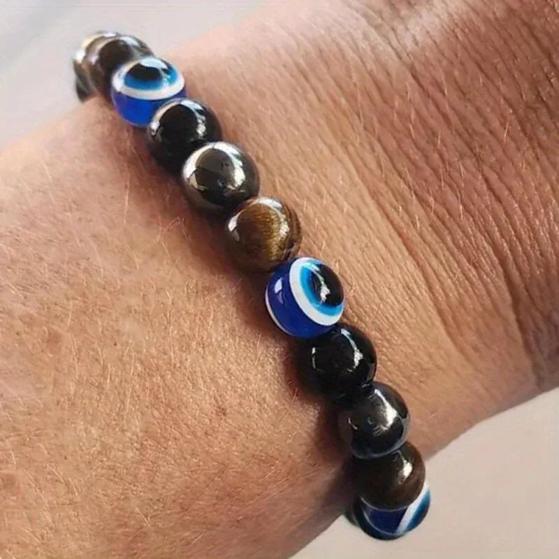 Stone Symbolic Bracelet for Women Men Rich Wealth Protection Confidence Beaded Bracele close-up view