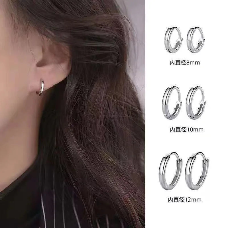 Exquisite 925 Sterling Silver Small Earrings, Plain Silver, Comfortable Earrings, Smo lifestyle view