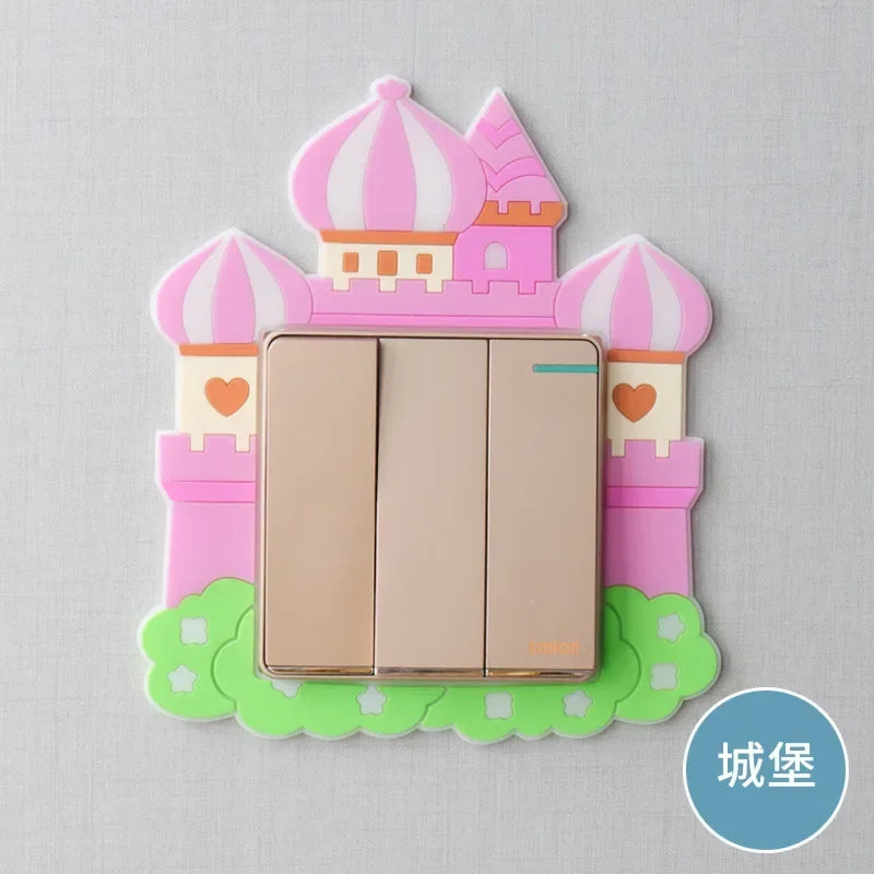 Luminous Silicone Switch Cover | Kawaii Cartoon Animal 3D Sticker for Kids Room additional angle