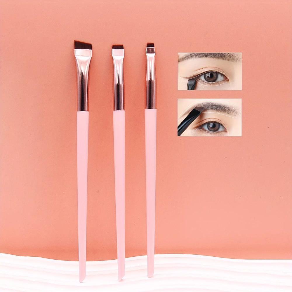 3pcs Makeup Brush Set, Blade Eyeliner Brush Fine Oblique Head Eyebrow Brush Outline E lifestyle view