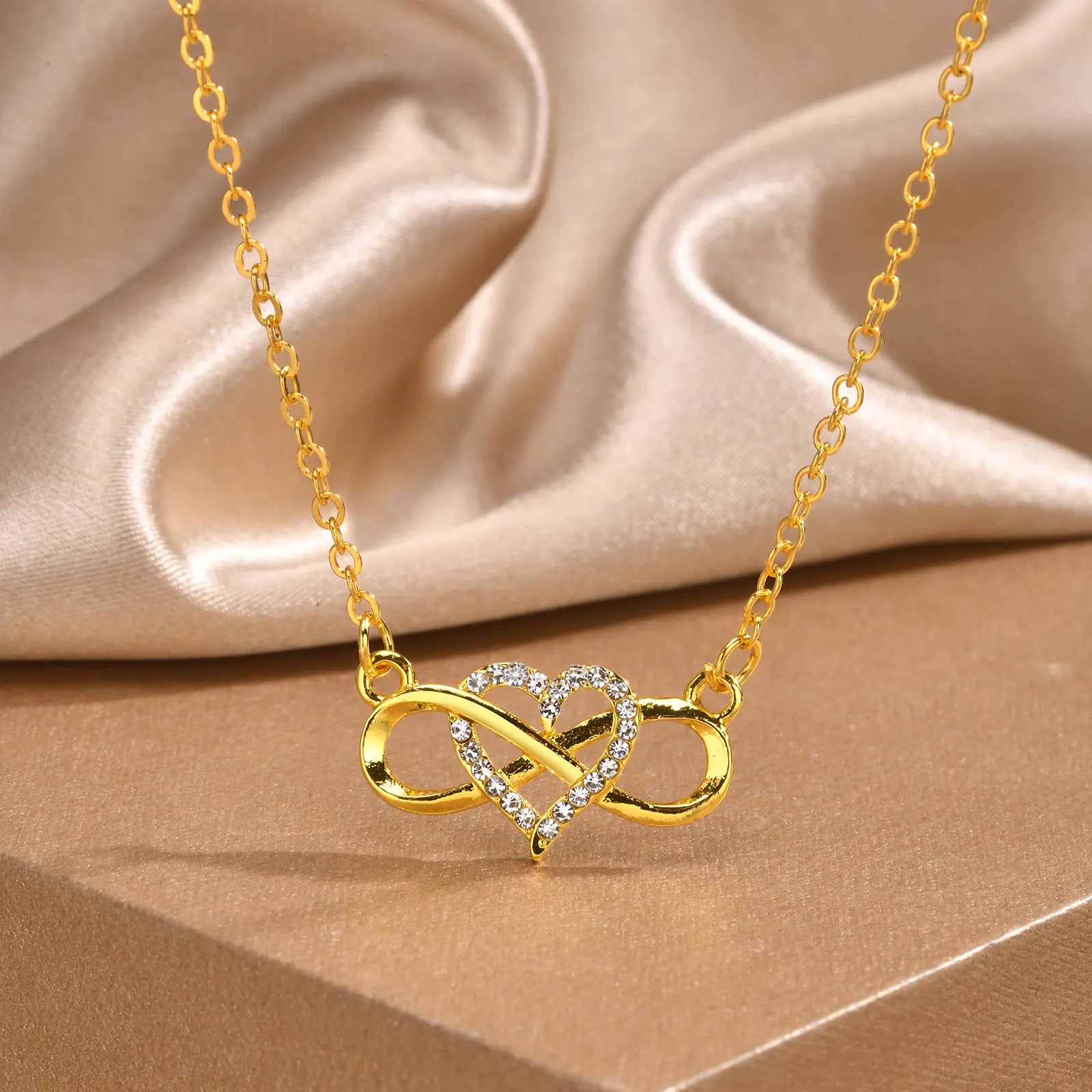 Infinity Heart Necklace for Women with Cubic Zirconia Anniversary Birthday Jewelry Gifts Wife Girlfr