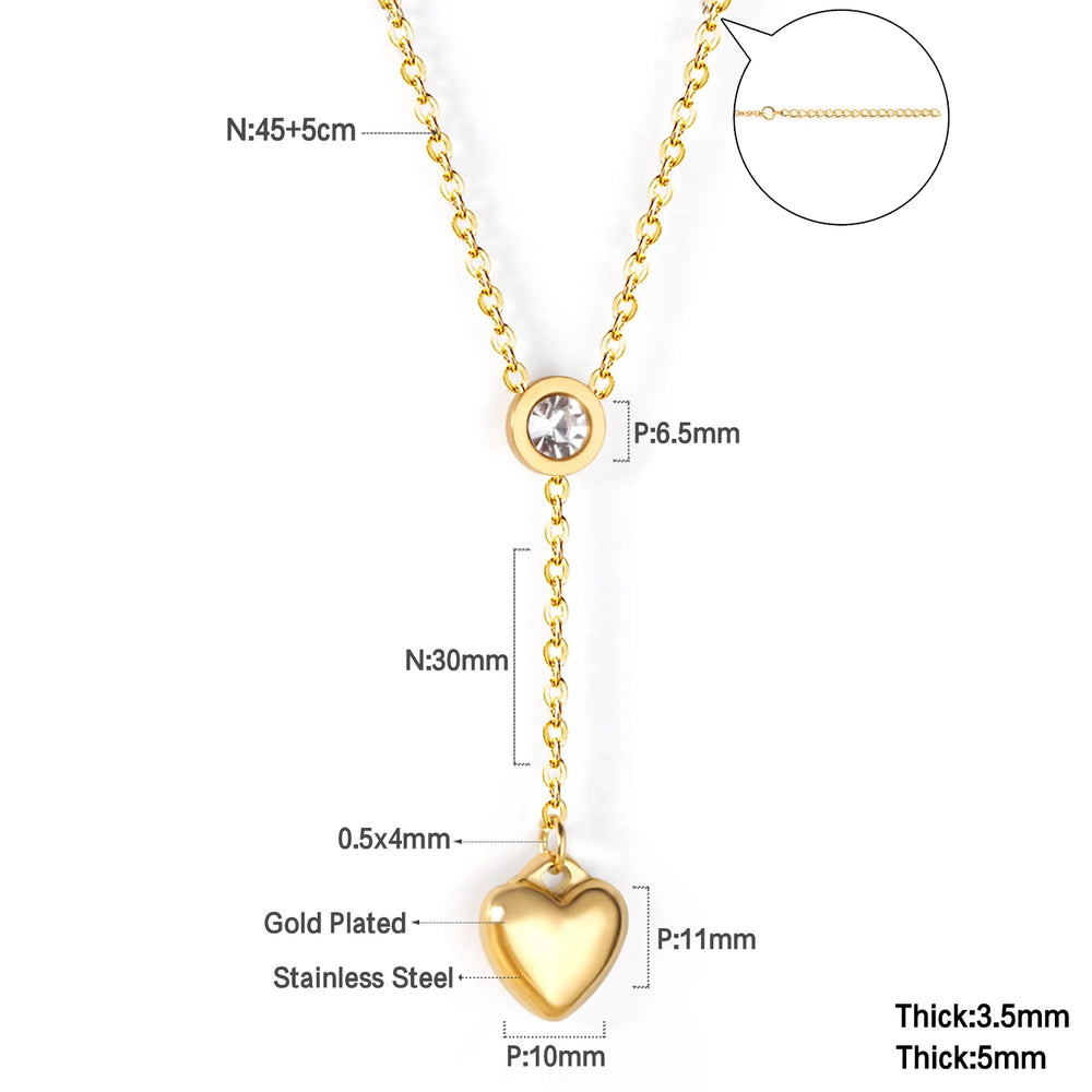 ASONSTEEL Romantic Heart Pendant Necklace | Gold Stainless Steel Choker for Women Gift close-up view