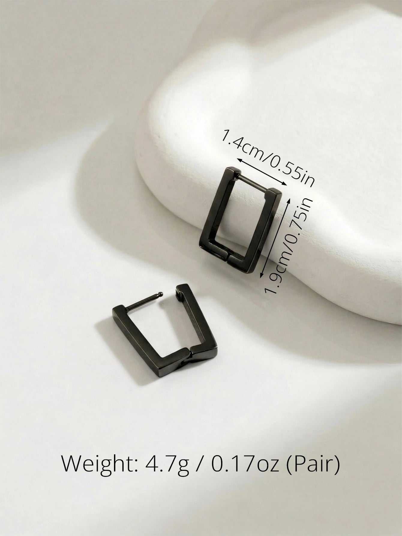 Unisex Stainless Steel Rectangular Hoop Earrings for Men Women Punk Rock Triangle Hugg close-up view