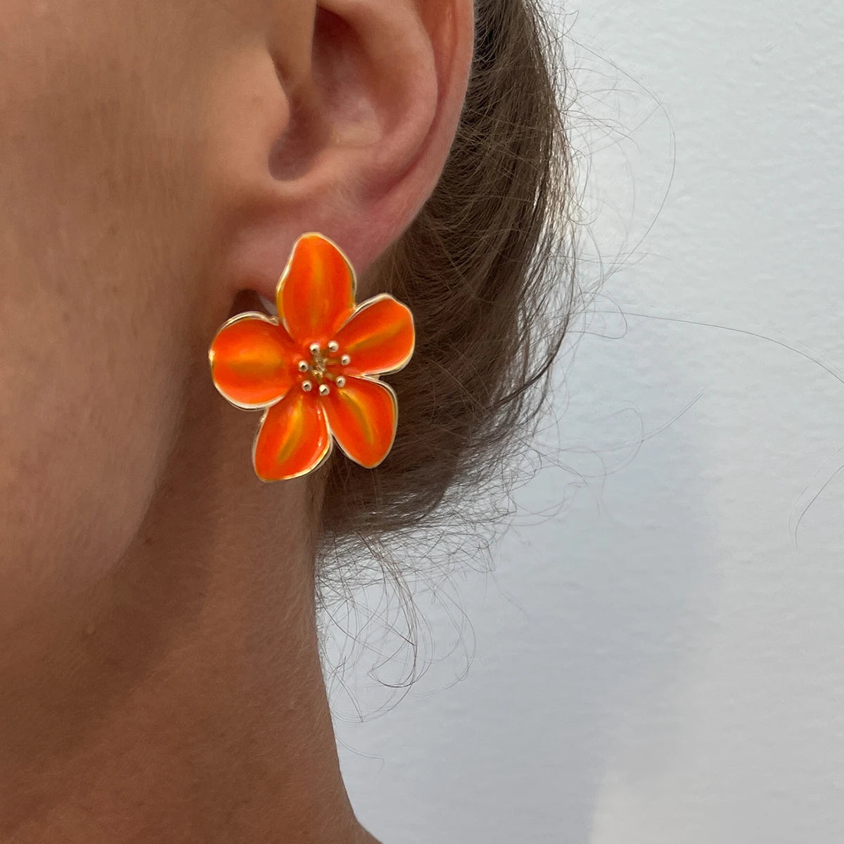 Drip Oil Flower Stud Earrings Women Vintage Colorful