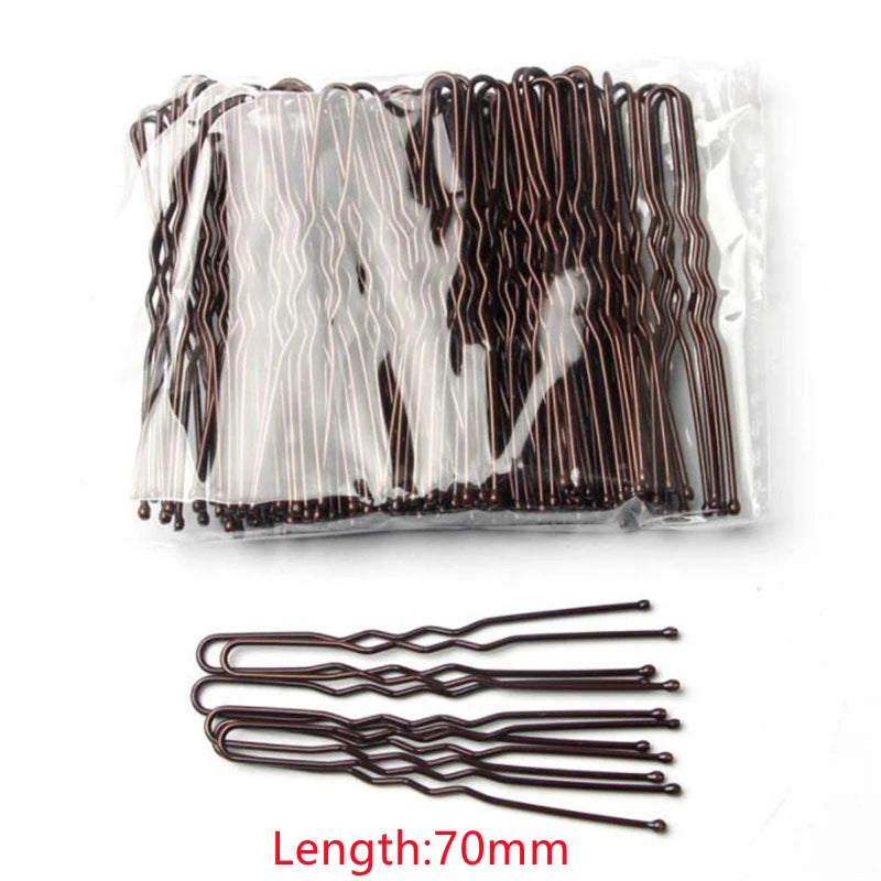 50 Pcs/Bag 5 6 7cm U Shaped Alloy Hairpins Waved Hair Clips Simple Metal Bobby Pins additional angle