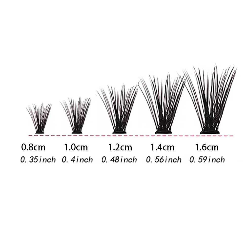 Mixed 8-16mm Long Volume Lash Clusters 200 Pieces Natural Individual DIY Eyelash Exten close-up view