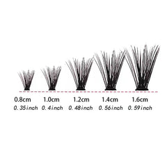 Mixed 8-16mm Long Volume Lash Clusters 200 Pieces Natural Individual DIY Eyelash Exten close-up view