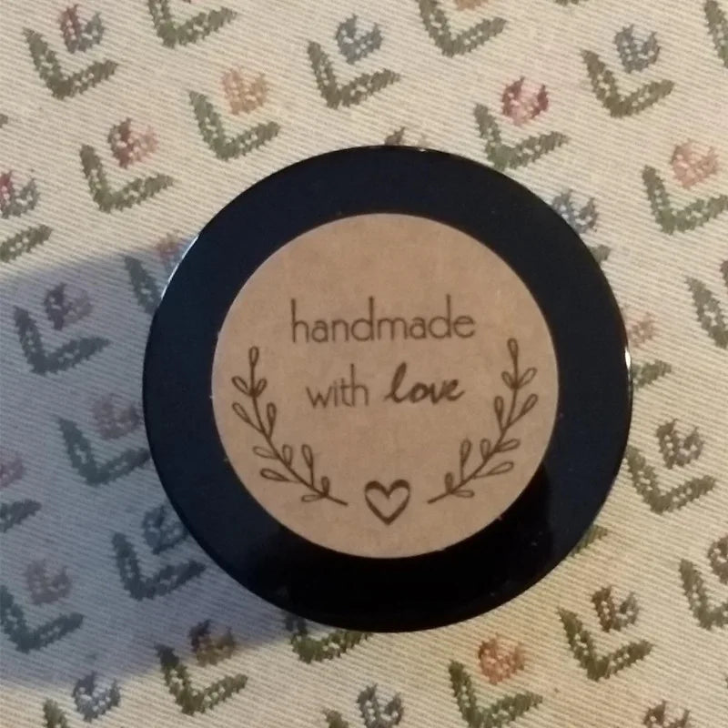 Vintage Kraft Paper Stickers | Handmade With Love Thank You Labels for Packaging and lifestyle view