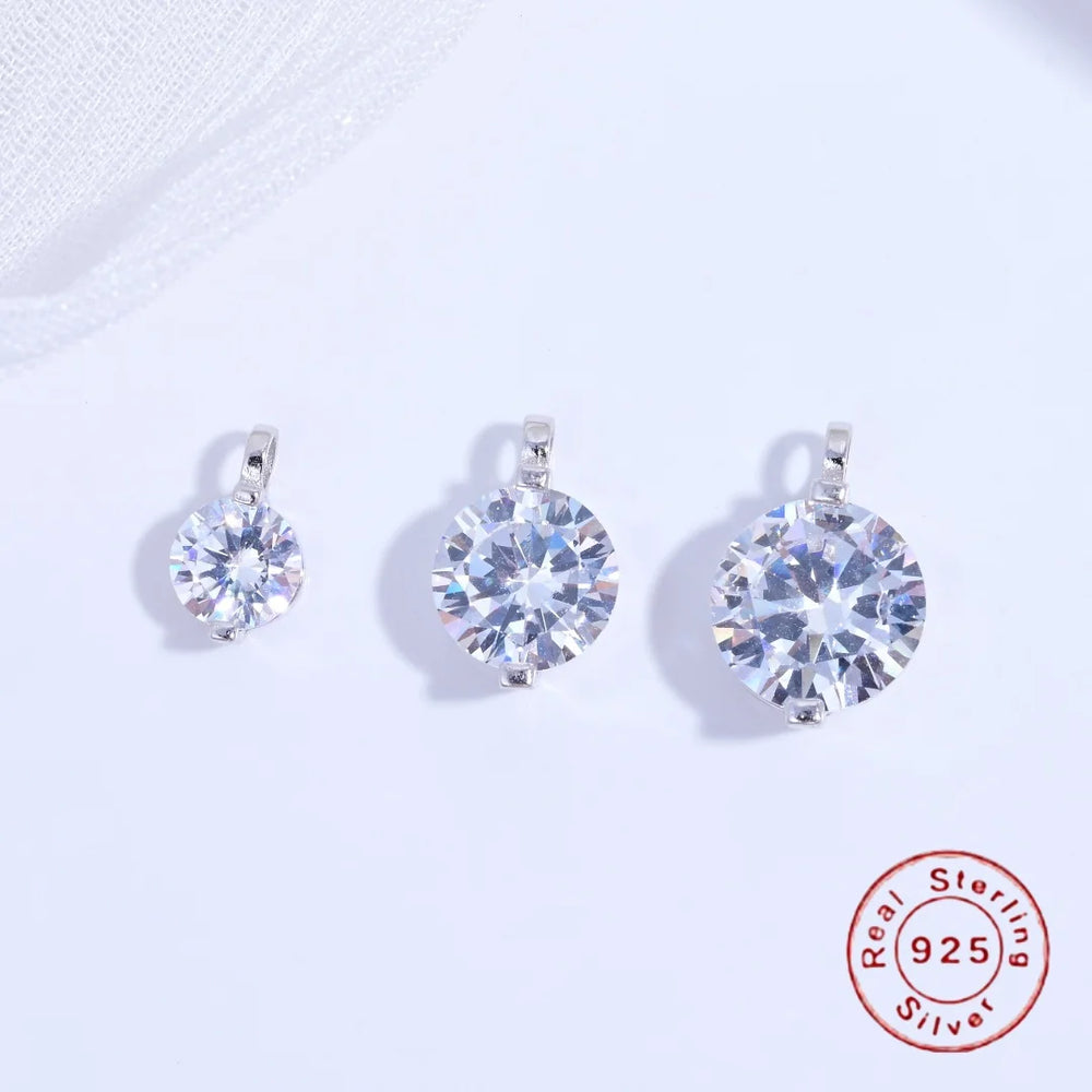S925 Sterling Silver Inlaid Two-Claw Single Zircon Charm DIY Handmade Bracelet And Necklace Jewelry