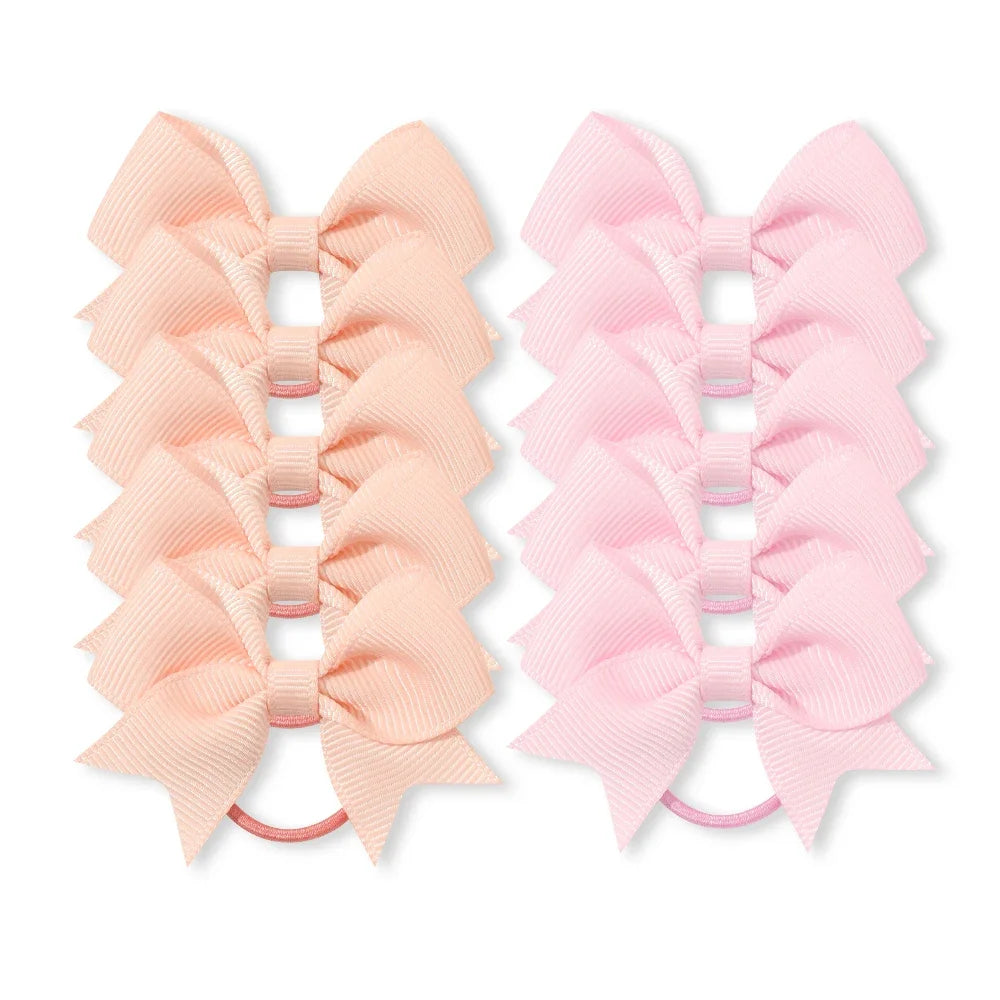 10Pcs/lot Grosgrain Ribbon Pigtail Hair Bows Elastic Hair Ties Hair Bands Holders Gir lifestyle view