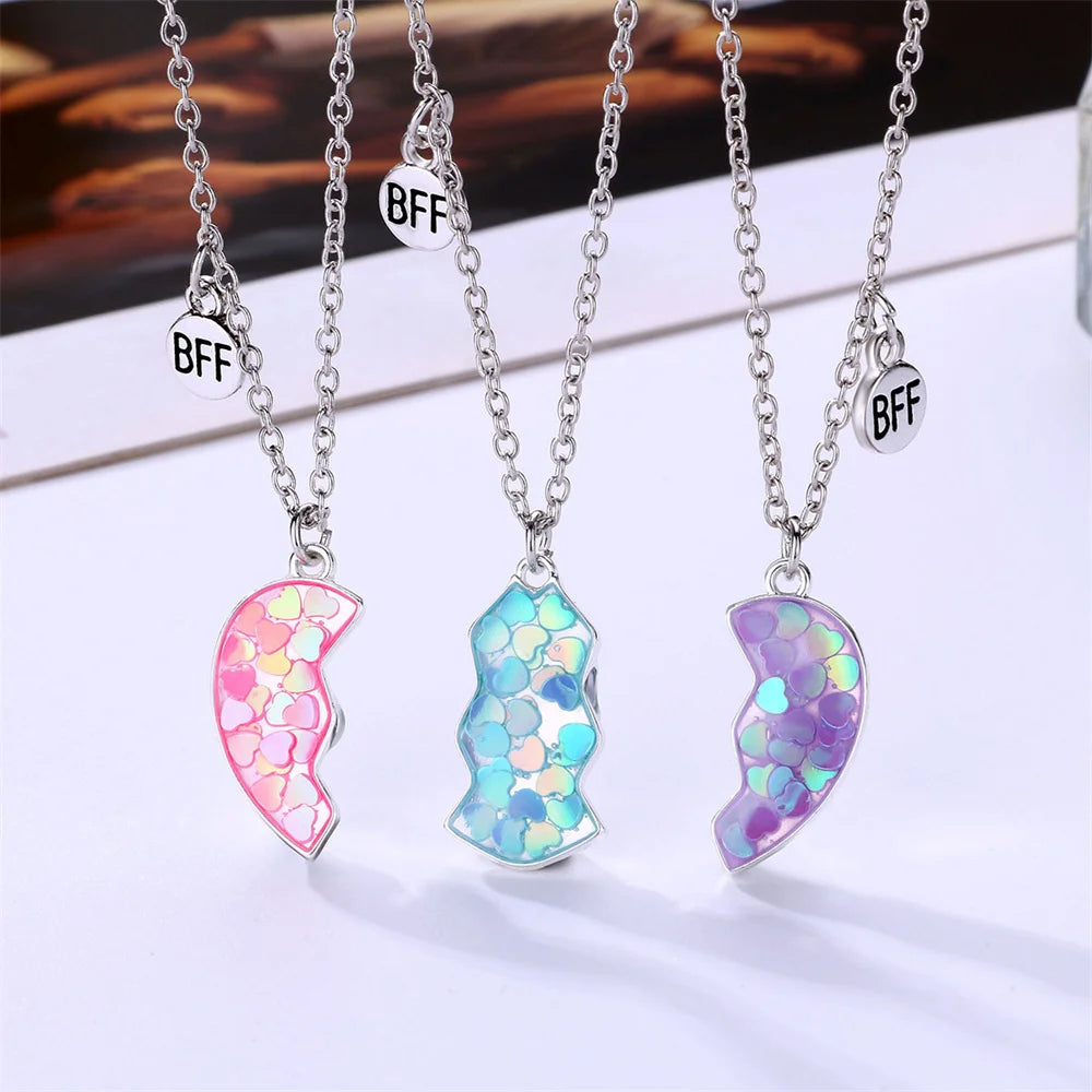 3 Pcs/set Best Friends Pendant Necklace For Woman Magnetic Adjustable Rainbow Daisy L lifestyle view