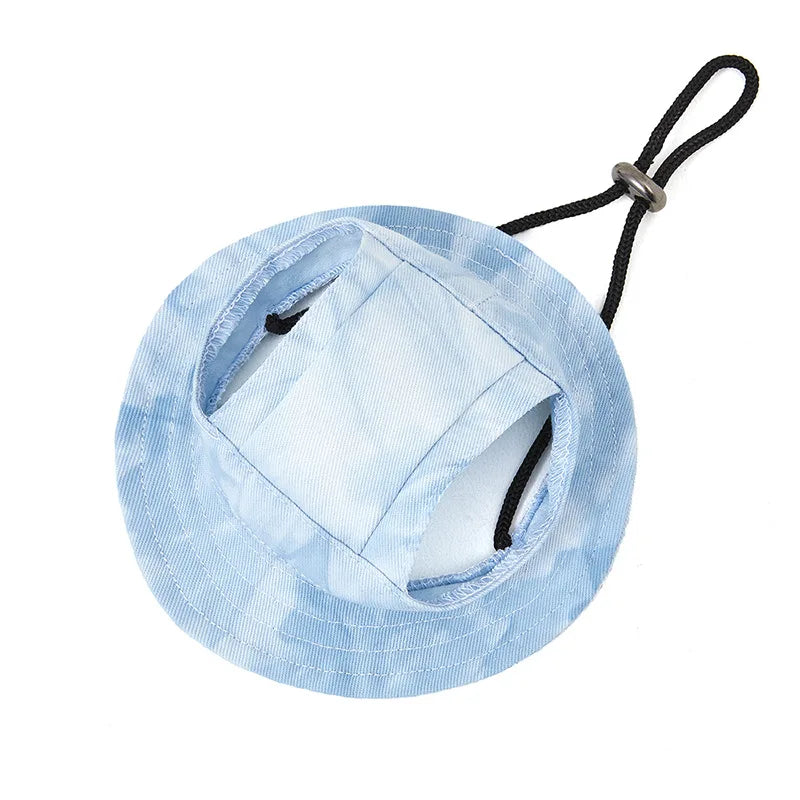 Dog Sun Hat with Ear Holes | Breathable Cotton Bucket Hat for Small Pets detail view