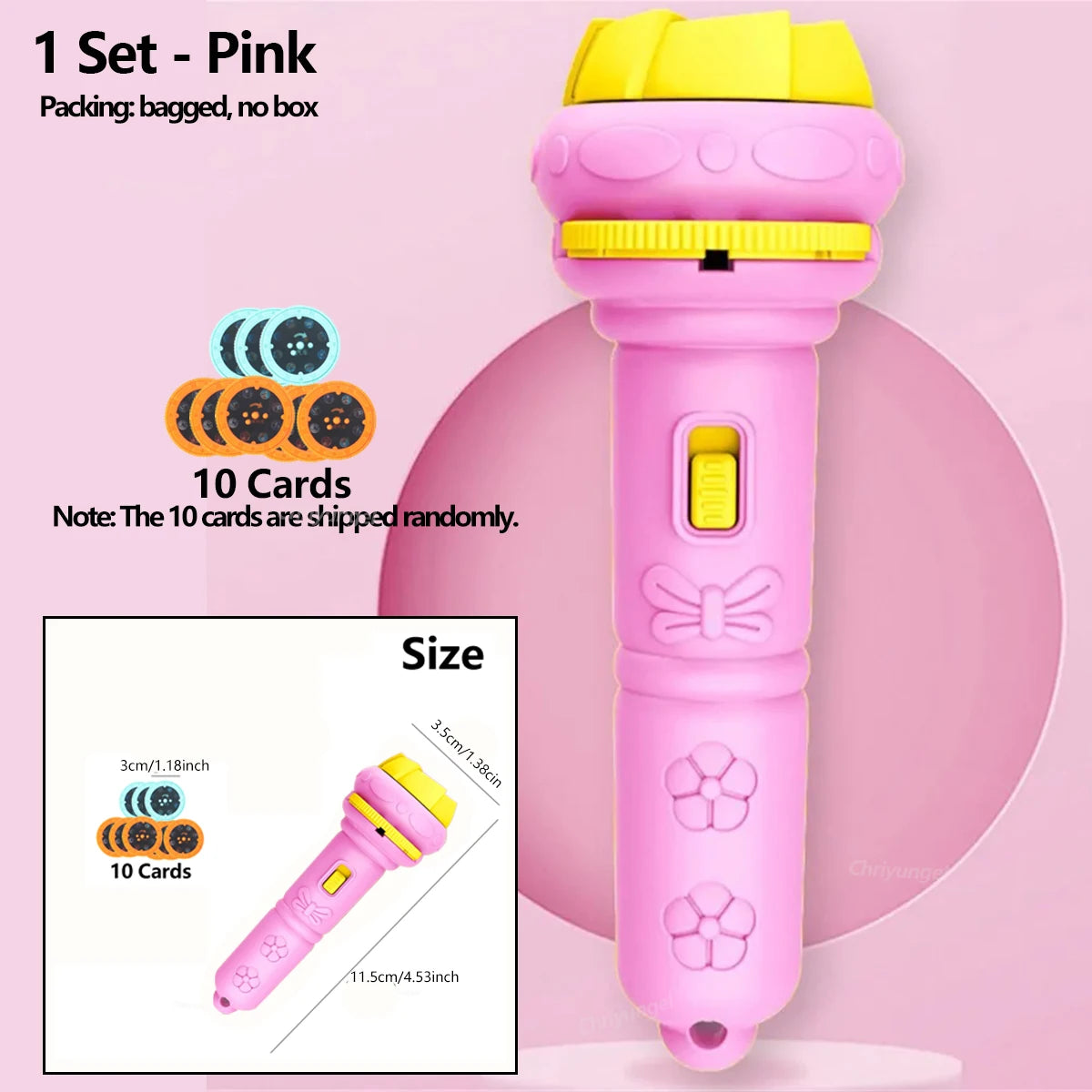 10 Cards Cartoon Projection Flashlight 80 Patterns Creative Children Flashlight Toy P alternate view