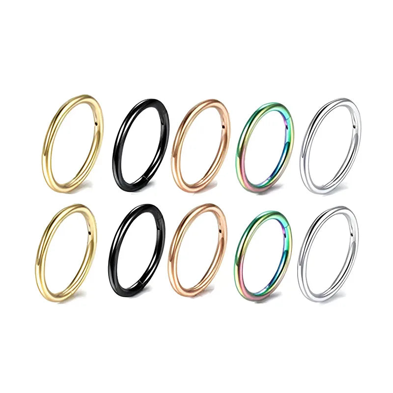 5/10Pcs 16G Nose Ring Hoop Stainless Steel Hinged Nose Rings Septum Clicker Tragus Hel close-up view