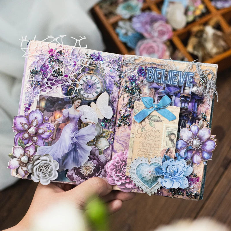 20pcs Hard Card Flower Stickers for Scrapbooking | Floral Craft Decor Set lifestyle view