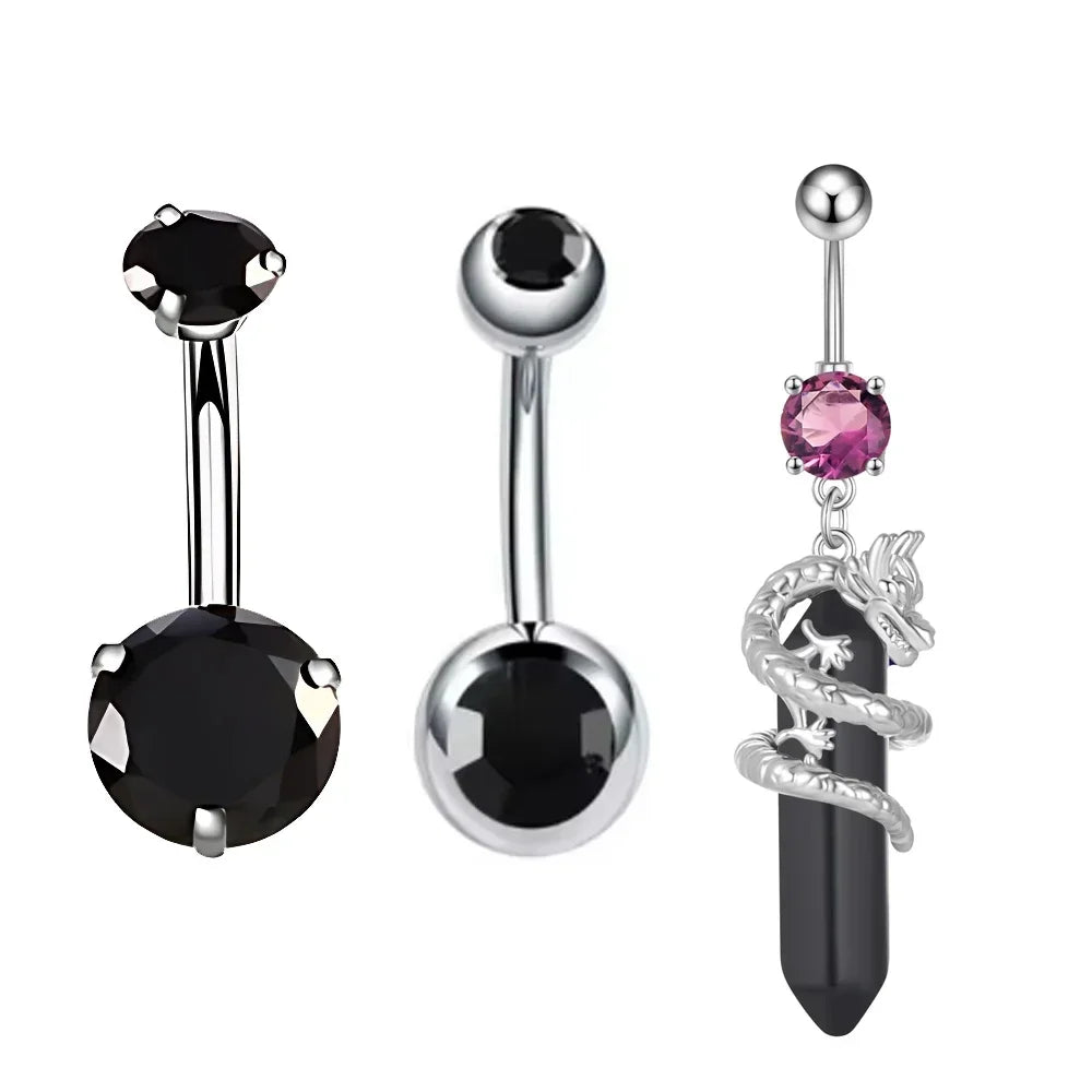 Belly Button Piercings Set Dangled Curved Navel Piercing Ombligo Pack Belly Rings Jewelr detail view