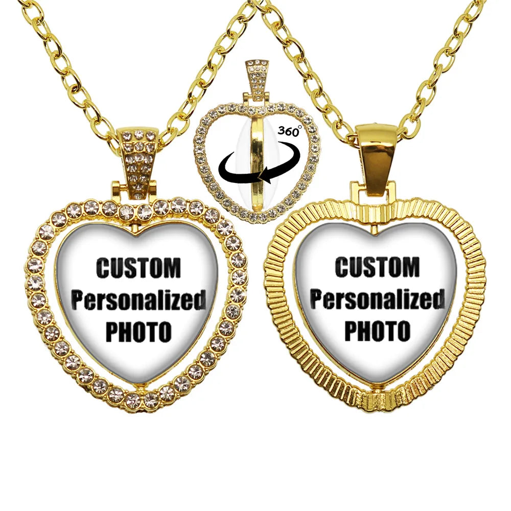 Custom Photo Heart Necklace | Personalized Double-Sided Family Jewelry Gift lifestyle view