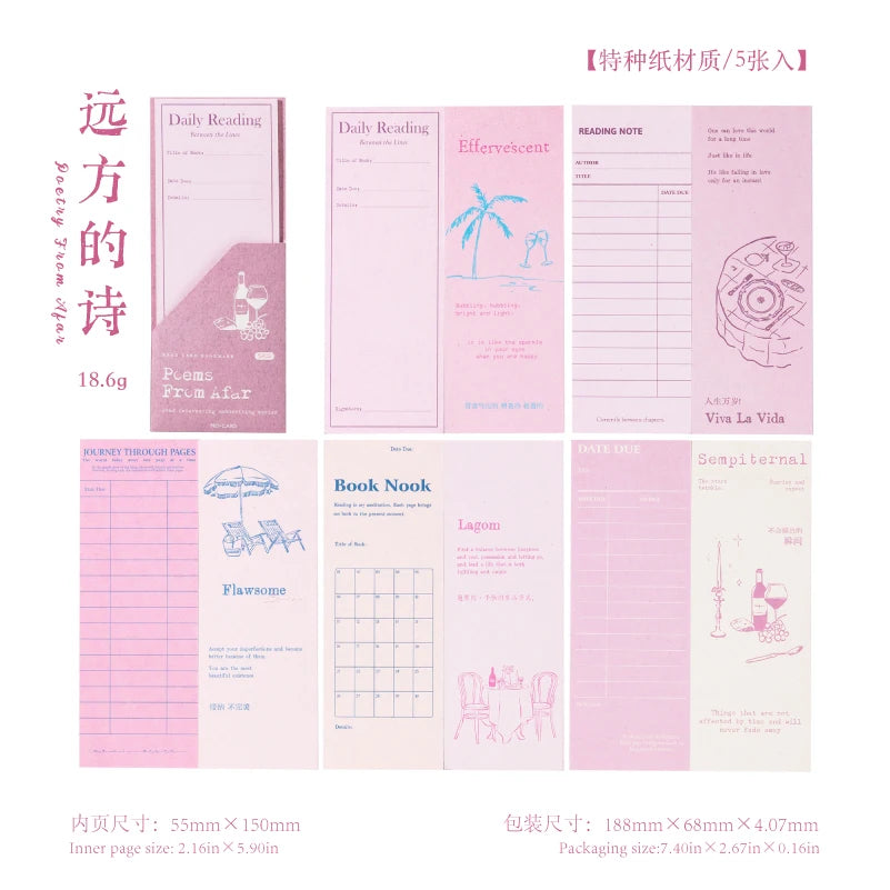 Journal GO 5pcs Ins Style Vintage Bookmark Creative Notes Book Mark for Students Scho alternate view